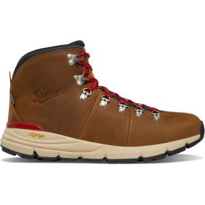imageDanner Mountain 600 Waterproof Hiking Boots for Men  Lightweight Durable Upper with Breathable Lining ShockAbsorbing Footbed ampamp Traction OutsoleGrizzly BrownRhodo Red