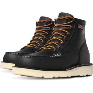 imageDanner 6 Bull Run Moc Toe Work Boots for Men  Oiled FullGrain Leather Upper with Non Slip Wedge Outsole and 3Density Cushion Footbed EH ResistantBlack