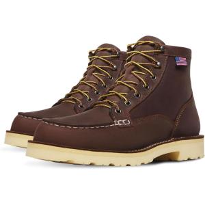 imageDanner 6 Bull Run Moc Toe Work Boots for Men  Oiled FullGrain Leather Upper with Non Slip Wedge Outsole and 3Density Cushion Footbed EH ResistantBrown Heel
