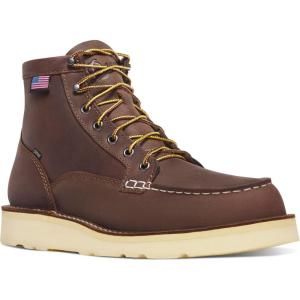 imageDanner 6 Bull Run Moc Toe Work Boots for Men  Oiled FullGrain Leather Upper with Non Slip Wedge Outsole and 3Density Cushion Footbed EH ResistantBrown  Goretex