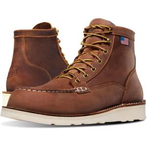 imageDanner 6 Bull Run Moc Toe Work Boots for Men  Oiled FullGrain Leather Upper with Non Slip Wedge Outsole and 3Density Cushion Footbed EH ResistantTobacco