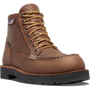 imageDanner 6 Bull Run Moc Toe Work Boots for Men  Oiled FullGrain Leather Upper with Non Slip Wedge Outsole and 3Density Cushion Footbed EH ResistantTobacco  Goretex
