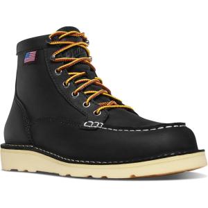 imageDanner 6 Bull Run Moc Toe Work Boots for Women  Durable FullGrain Leather with Non Slip Wedge Outsole and 3Density Cushion Footbed EH ResistantBlack