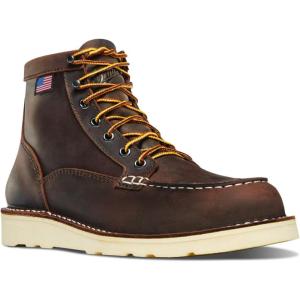 imageDanner 6 Bull Run Moc Toe Work Boots for Women  Durable FullGrain Leather with Non Slip Wedge Outsole and 3Density Cushion Footbed EH ResistantBrown