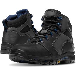 imageDanner Vicious 45 Waterproof Work Boots for Men  FullGrain Leather with Breathable GoreTex Lining Speed Lace System and Non Slip Heeled OutsoleBlackBlue