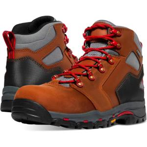 imageDanner Vicious 45 Waterproof Work Boots for Men  FullGrain Leather with Breathable GoreTex Lining Speed Lace System and Non Slip Heeled OutsoleBrownRed