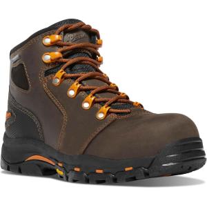 imageDanner Vicious NMT 4 Composite Toe Work Boots for Women  Waterproof and Breathable Leather Upper SlipResistant Rubber Vibram Outsole EH ResistantBrownOrange