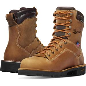 imageDanner 8 Quarry USA Waterproof Work Boots for Men  FullGrain Leather with GoreTex 3Density Cushion Footbed ampamp Traction Heel Outsole EH ResistantDistressed Brown
