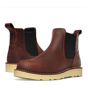 imageDanner Bull Run 6quot Chelsea Steel Toe Work Boots for Men  FullGrain Leather with Oil and SlipResistant Wedge Outsole EH Resistant and Made in USABrown