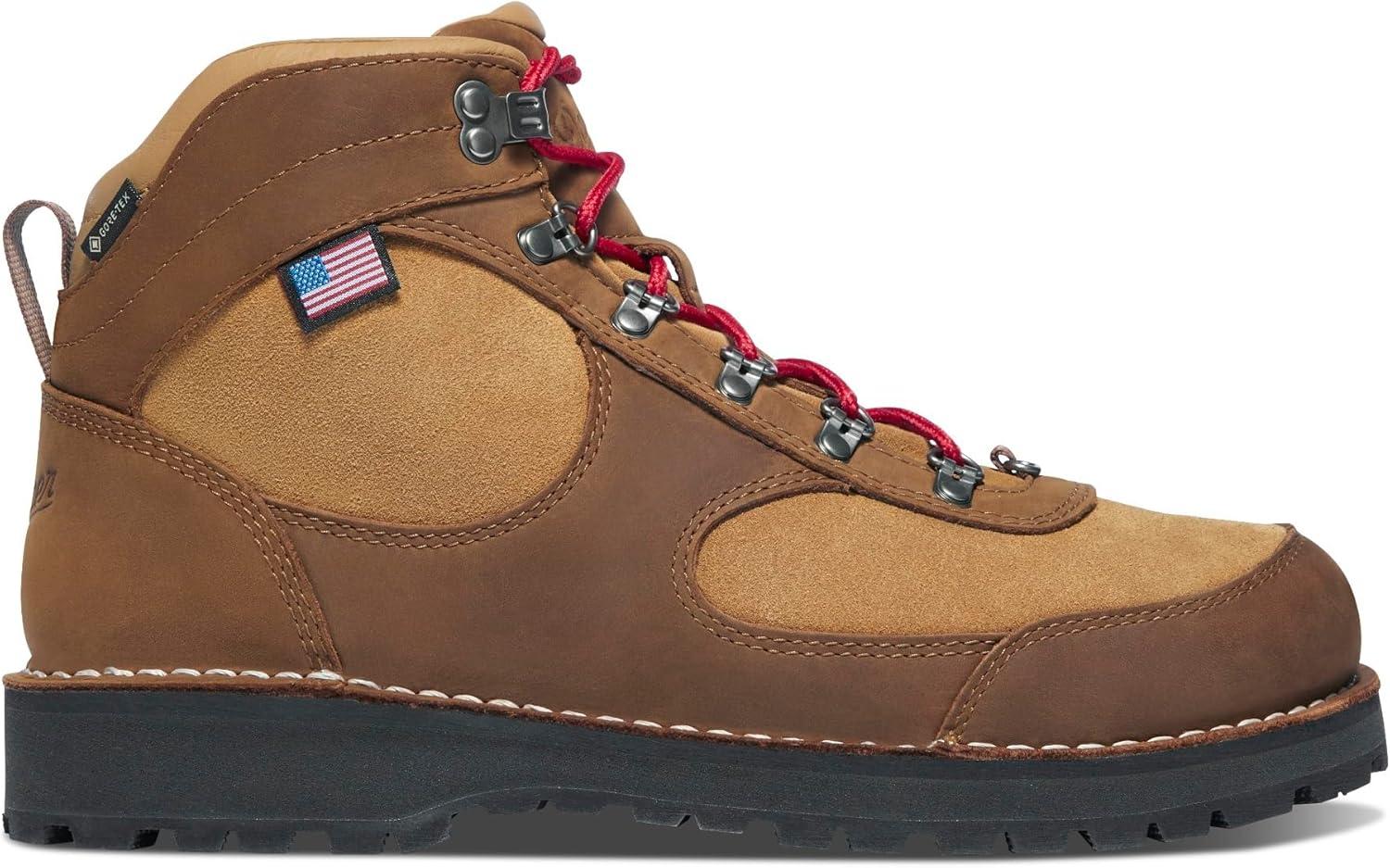 imageDanner Mens Cascade Crest 5quot GoreTex Hiking BootGrizzly BrownRhodo Red