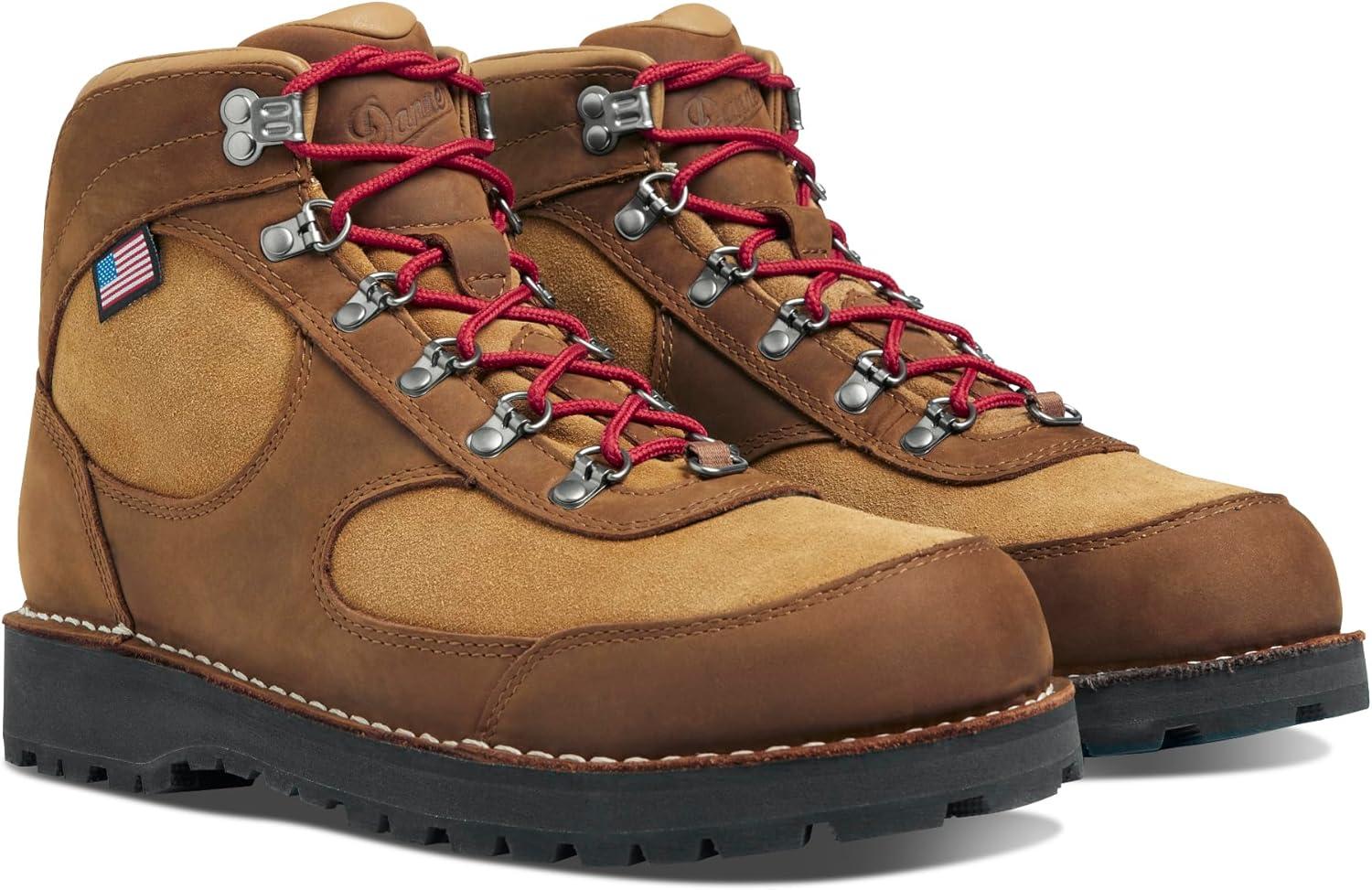 imageDanner Mens Cascade Crest 5quot GoreTex Hiking BootGrizzly BrownRhodo Red