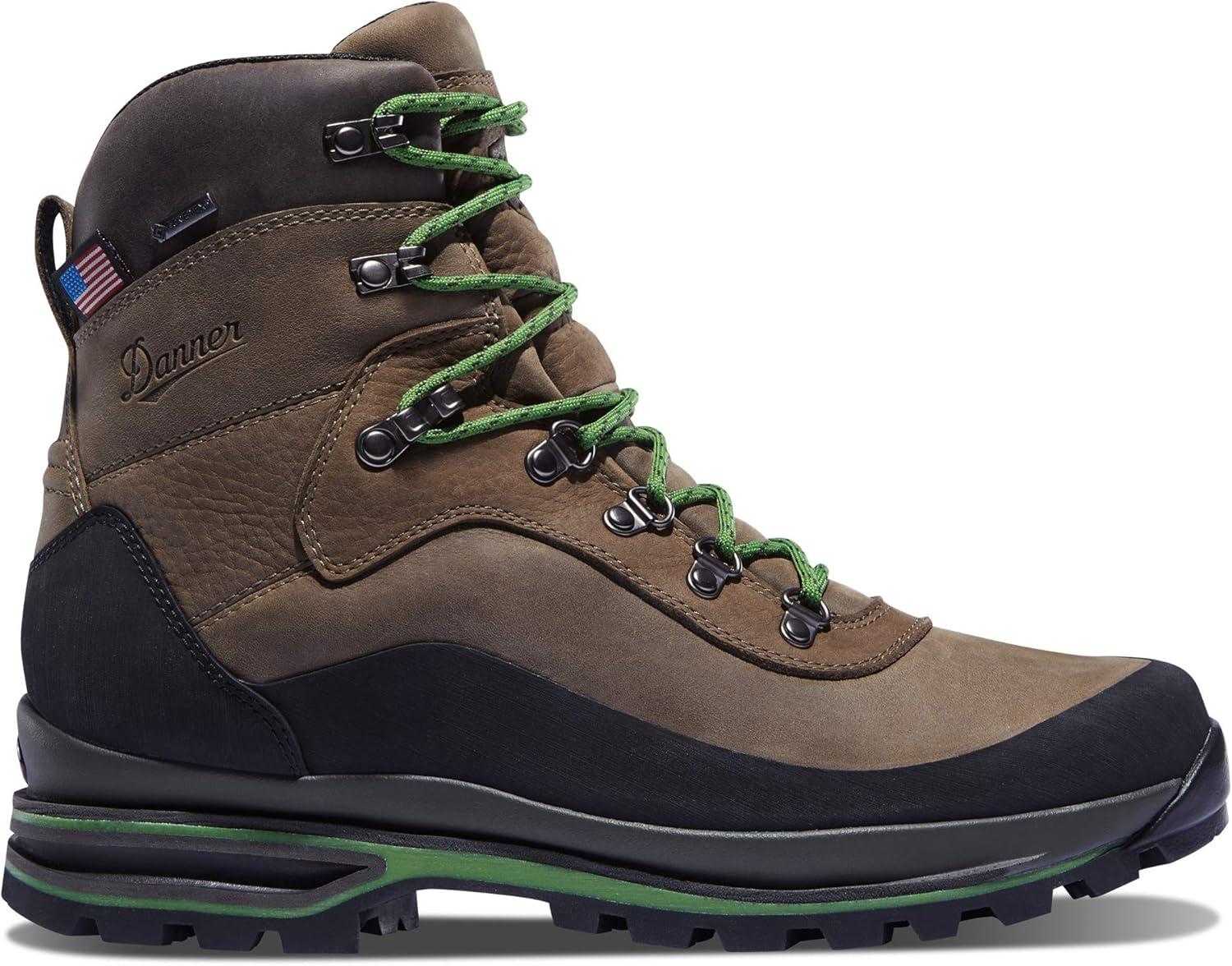 imageDanner Mens Crag Rat USA 7quot GoreTex Hiking BootBrownGreen  Nubuck