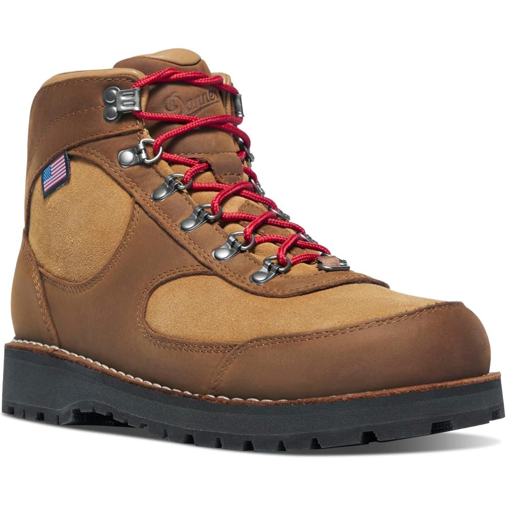 imageDanner Mens Cascade Crest 5quot GoreTex Hiking BootGrizzly BrownRhodo Red