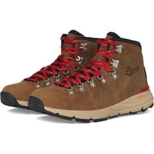 imageDanner Mountain 600 Leaf GoreTex Waterproof Hiking Boots for Men Made with FullGrain Leather with Breathable GoreTex Barrier and Traction OutsoleGrizzly BrownRhodo Red  New